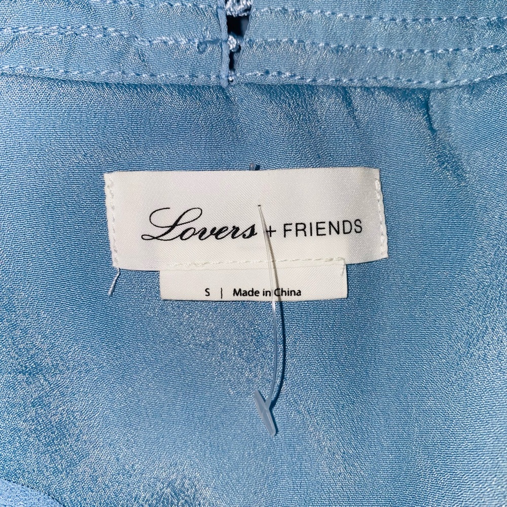 Lovers + Friends NWOT Joyce Star Blue Embroidered Ruffle Mini Dress Size S - Picture 6 of 6